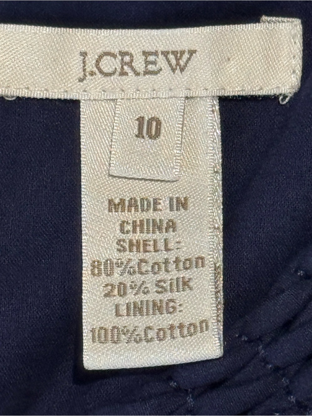 J.Crew Navy Cotton Silk Shift Dress Size 10 Woven Neck Pockets Lined 22888 - Picture 6 of 15